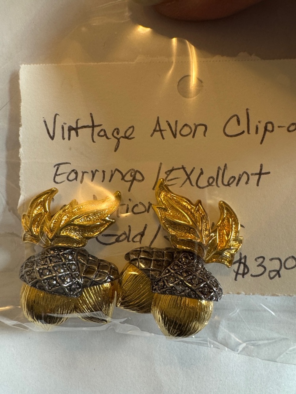 Avon Gold and Silver Pineapple Clip-On Earrings